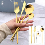 24Pcs Black Handle Golden Cutlery Set