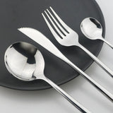 24Pcs Black Handle Golden Cutlery Set